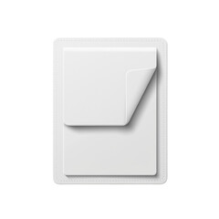 White Sticker Blank Template with Curled Corner – Isolated on Transparent Background
