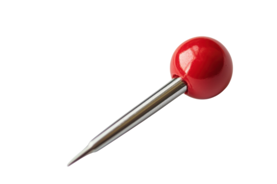 A single red push pin close