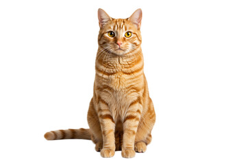 Obraz premium Beautiful orange tabby cat sitting gracefully against a pure Isolated on transparent background
