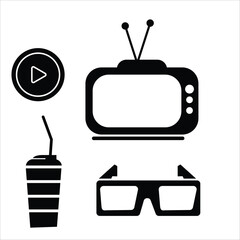 Movie Night Essentials: Television, 3D Glasses, and Entertainment Icon
