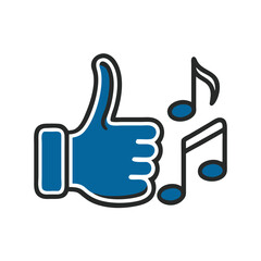 Obraz premium Thumbs Up Gesture with Music Notes Icon 