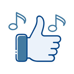Obraz premium Musical Note with Thumbs Up Gesture Icon 