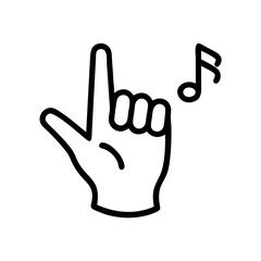 Obraz premium Hand Making a Gesture with a Music Note Icon 