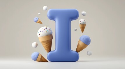 Letter I for Ice Cream – Alphabet for Kids, Educational Learning Poster