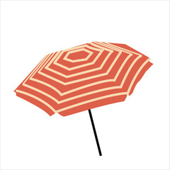 Red beach umbrella isolated. vector