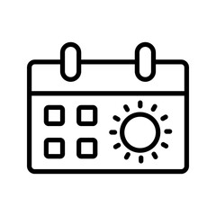 Multipurpose solar calendar vector icon in outline, gif, filled outline style. calendar summer, on white background