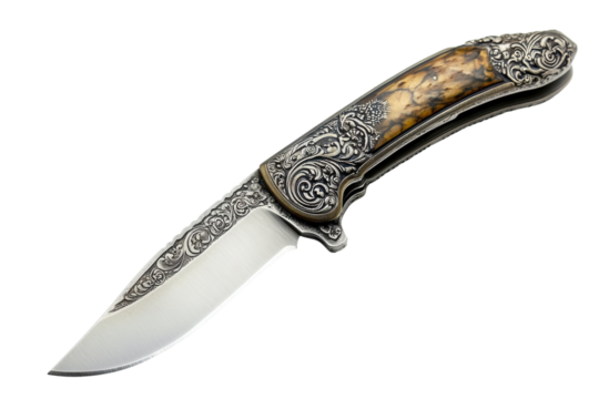 Ornate folding pocket knife