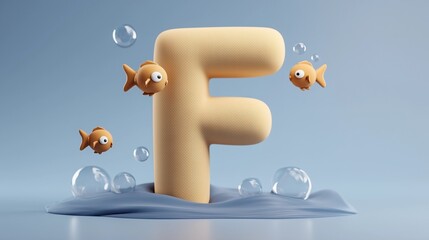 Letter F for Fish – Alphabet for Kids, Educational Learning Poster