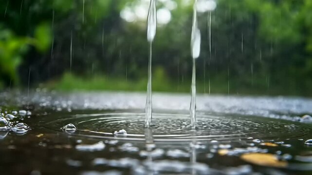 The Serene Beauty of Rain: Captivating Water Droplets in Motion