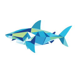 great white shark geometric vector