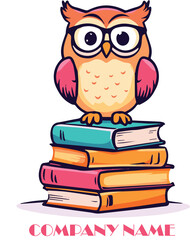Obraz premium wise owl teacher - Bookstore company logo, vector, editable