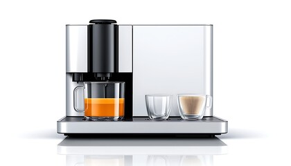 Modern coffee machine with glass cups