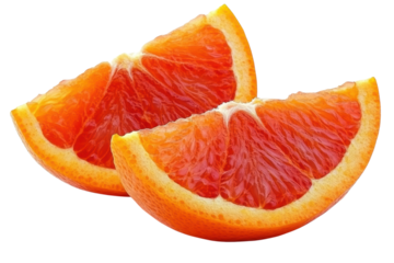 Two blood orange wedge cuts