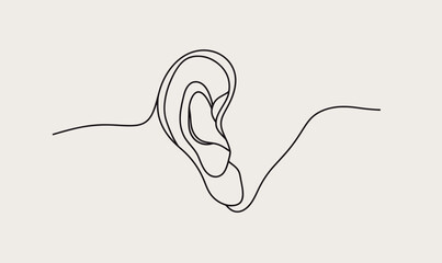 Minimalist Continuous Line Art Ear Contour for Design and Creativity Needs