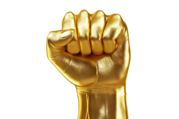 Gold fist raised