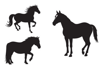Powerful Horse Set Silhouette Design for Equestrian and Farm Logos