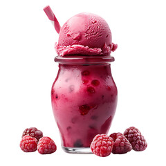 Raspberry Elderberry Sorbet in Glass Bottle Isolated on Transparent Background
