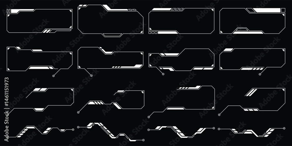 Poster sci-fi futuristic hud dashboard display virtual reality technology screen. user interface set. stati