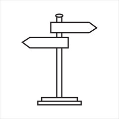 signpost icon, information, direction, arrow vector, sign, symbol, logo, illustration, editable stroke, design style isolated on white background