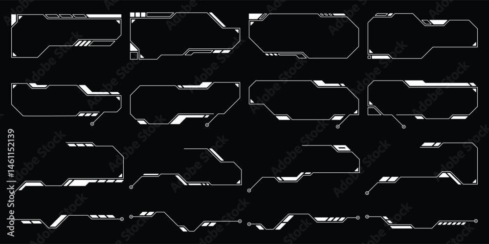 Poster sci-fi futuristic hud dashboard display virtual reality technology screen. user interface set. stati