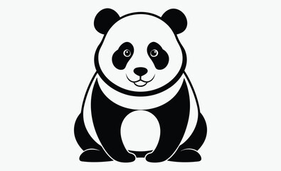 Panda silhouette,  bamboo vector illustration on white background