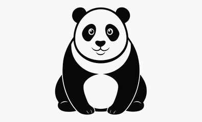 Panda silhouette,  bamboo vector illustration on white background