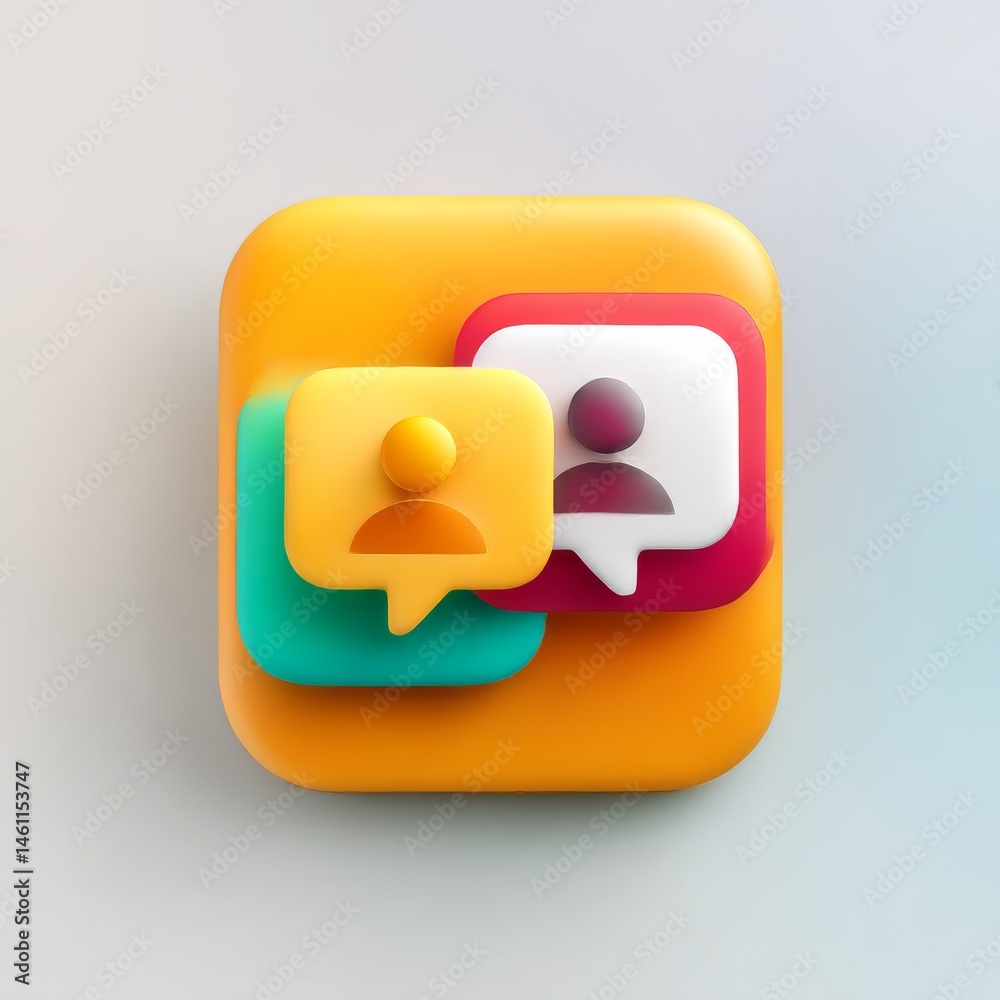 Aufkleber colorful 3d icon of social media interaction with speech bubbles representing communication and enga