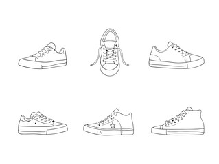 White Sneakers Line Art for Fashion and Design Projects