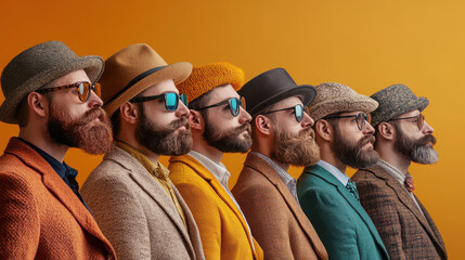 of men showcasing variety of unique mustache styles each reflecting individuality and honoring movember