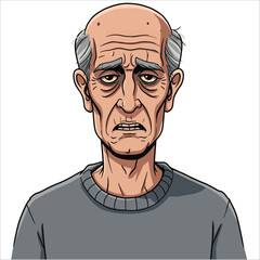 Depressed aged man with somber expression