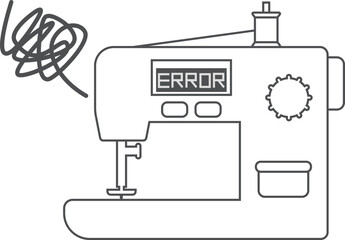 故障してエラーメッセージが表示されているミシンのイメージ素材