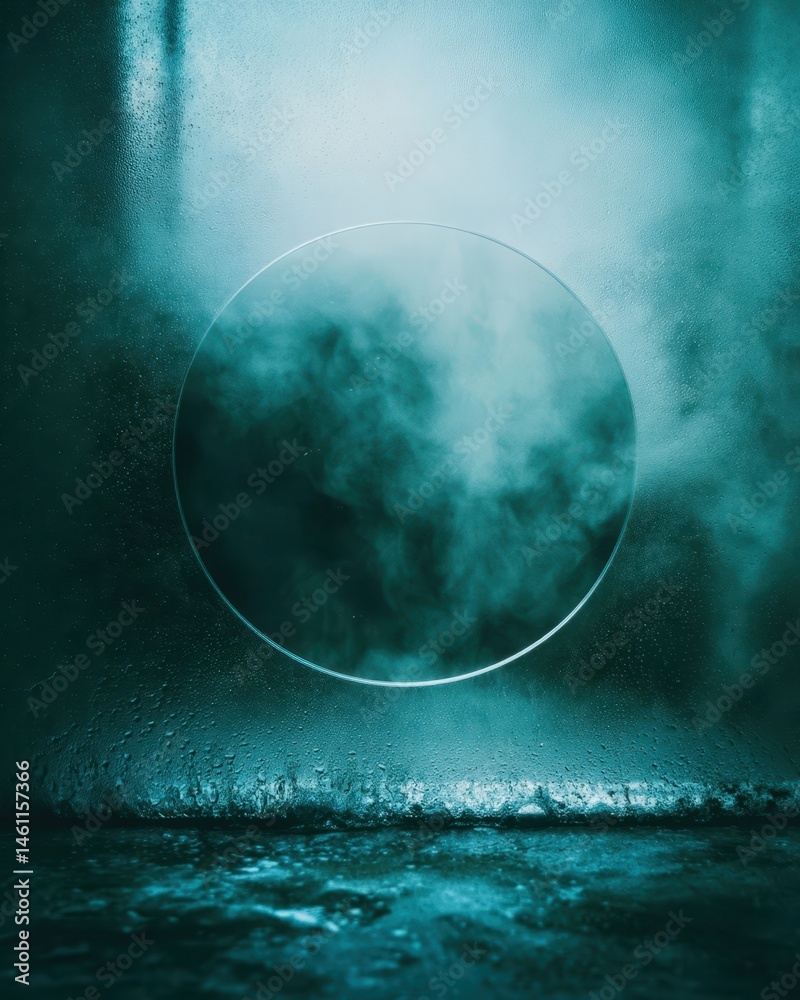 Poster A blue and white image of a circle with a hole in the middle