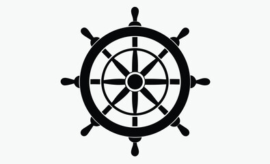 Ship wheel silhouette, Ship steering wheel, Boat steering wheels icon black silhouette, outline vector illustration