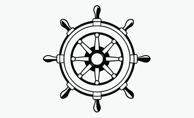 Obraz premium Ship wheel silhouette, Ship steering wheel, Boat steering wheels icon black silhouette, outline vector illustration