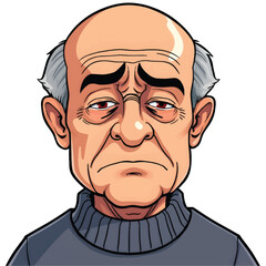 A sorrowful cartoonstyle bald man portrait