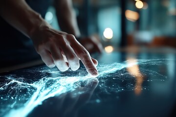 Interactive touch technology with glowing visuals.