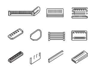 computer ram chip outline line art for graphic design tools