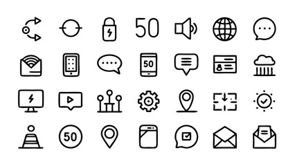 Fototapeta premium Line icon set for web and mobile user interface, focusing on UI and UX design elements