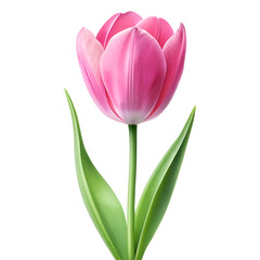 Naklejka premium Single Pink Tulip Flower Illustration on White Background One