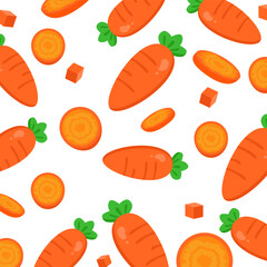Carrot seamless pattern with background. Vegetable vector illustration.