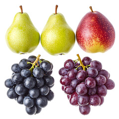 Bunch of Fruit and Pear Isolated on Transparent Background