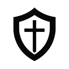 Fototapeta premium shield with cross black silhouette 