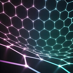 Abstract background hexagon pattern with glowing lights