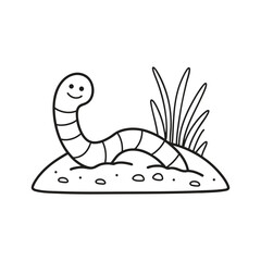 Naklejka premium A worm crawling through moist soil