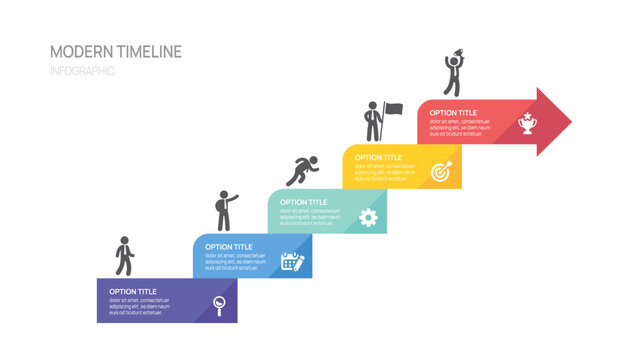Business road map timeline infographic steps to success growth. with icons and graphic elements. Vector illustration