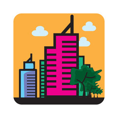 Obraz premium Cityscape icon logo vector design nine