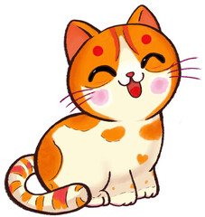 Cute cat smile cartoon illustration Transparent bg. Png files ready to use for advertising or artwork, product