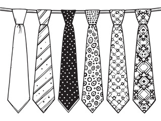 Elegant silk tie vector line art for clothing design projects