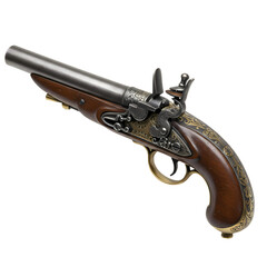 Antique Flintlock Pistol HighResolution Image isolated on Transparent Background