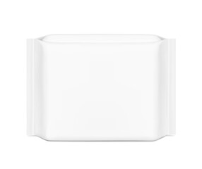 Packaging bag mockup. Front view. Vector illustration isolated on white background. Ready for your design. Suite for the presentation of pads, pantyliners, wipes, etc. EPS10.